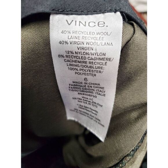 Vince Women's‎ Wool Cashmere Check Plaid Wide-Leg Pants Size 6 - Picture 8 of 8